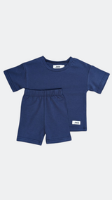 Ensemble  T-shirt et Short Cycliste Bleu Minuit en Coton