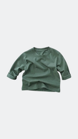 T-shirt basique à manches longues en coton - Vert