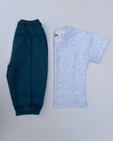 Pantalon de survêtement basique en coton - Bleu