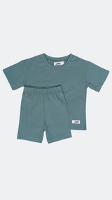 Ensemble  T-shirt et Short Cycliste Vert Olive en Coton