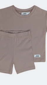 Ensemble T-shirt et Short Cycliste Mocha en Coton