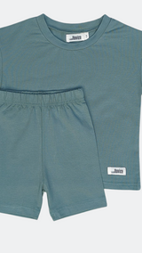 Ensemble  T-shirt et Short Cycliste Vert Olive en Coton