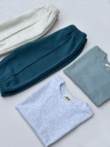 Pantalon de survêtement basique en coton - Bleu
