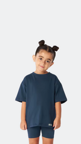 Ensemble  T-shirt et Short Cycliste Bleu Minuit en Coton