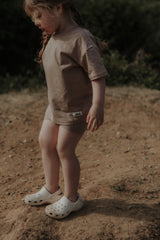 Ensemble T-shirt et Short Cycliste Mocha en Coton
