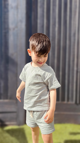 Ensemble  T-shirt et Short Bleu en Coton Biologique