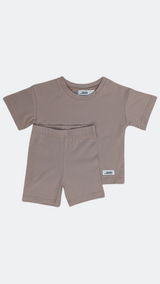 Ensemble T-shirt et Short Cycliste Mocha en Coton