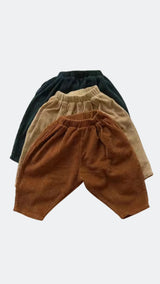 Pantalon large en velours côtelé beige