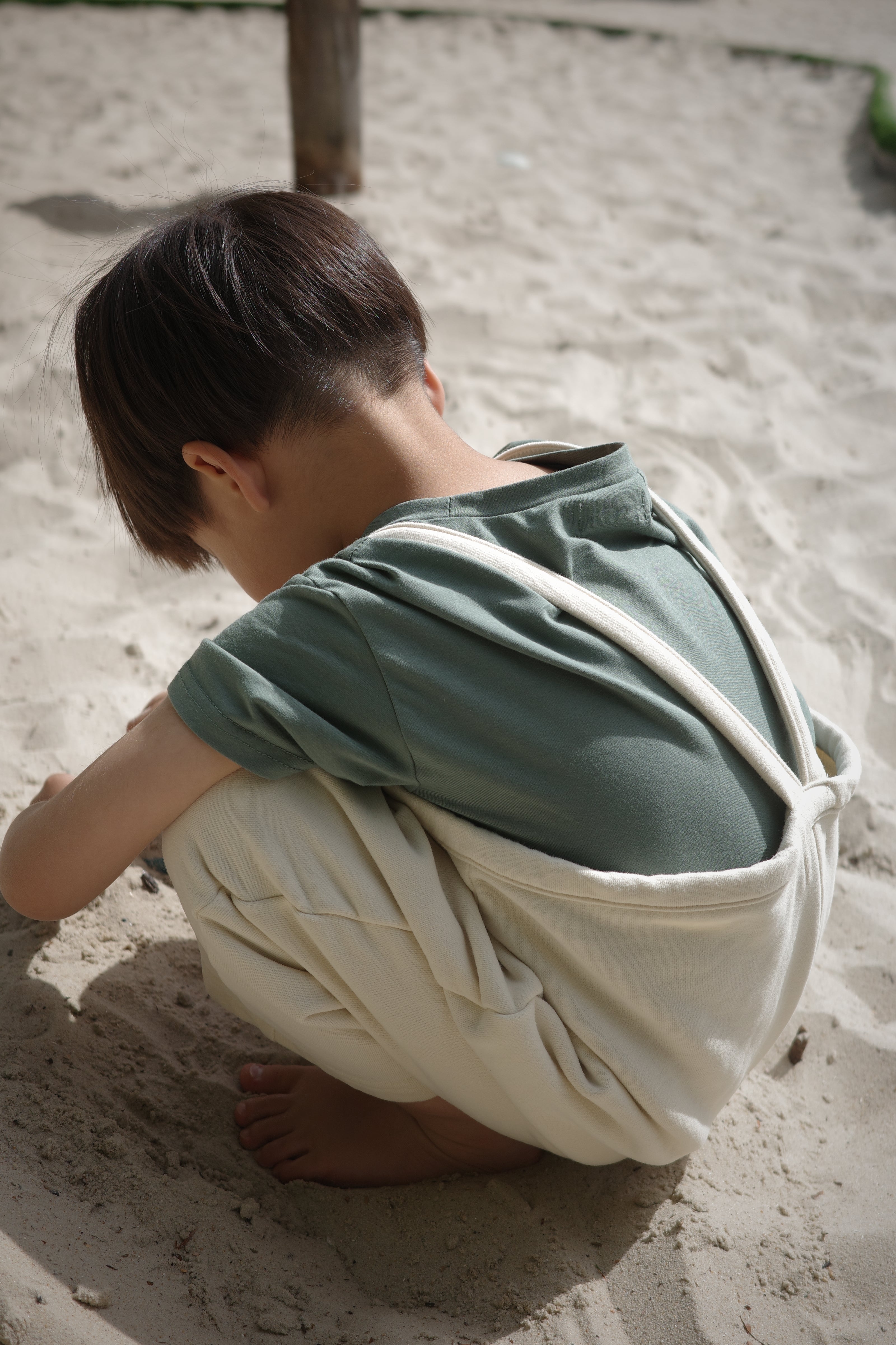 Ensemble  T-shirt et Short Cycliste Vert Olive en Coton 