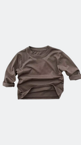 Basic Cotton Long Sleeved T-shirt - Brown