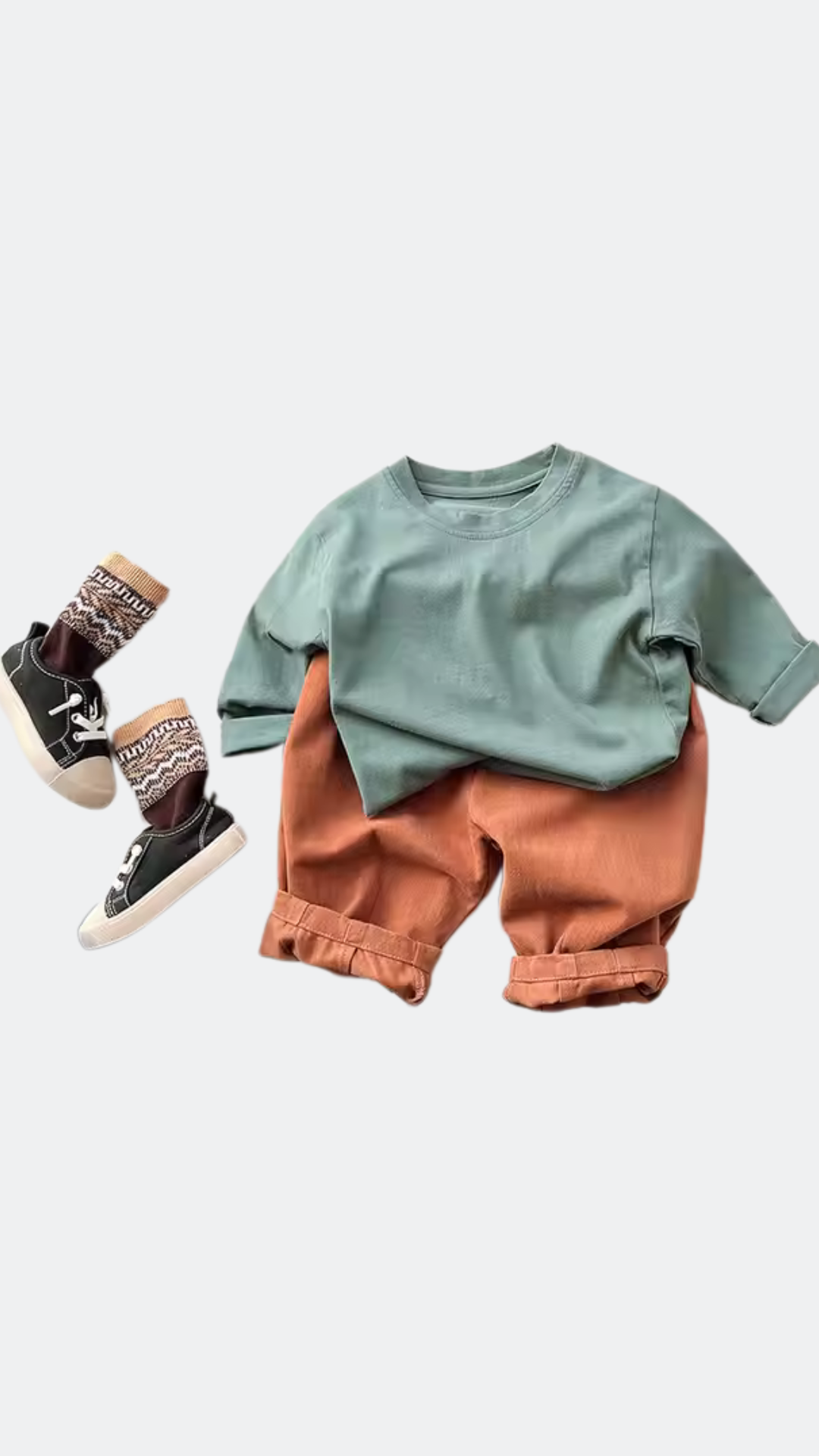 T-shirt basique à manches longues en coton - Vert