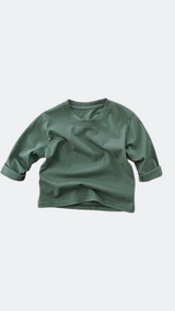 Basic Cotton Long Sleeved T-shirt - Green