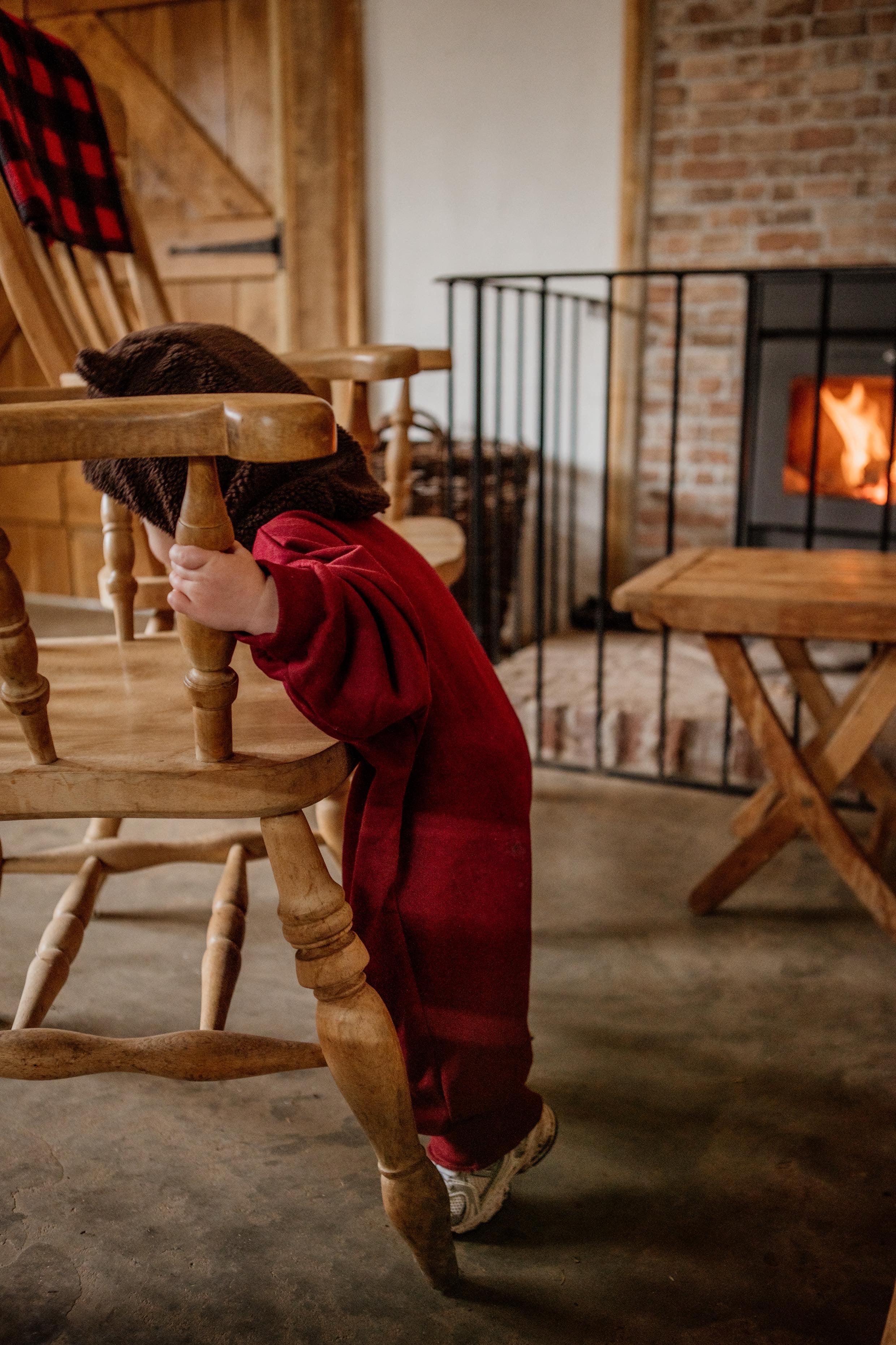 Winter Berry – Oversized Striped Cozy Bodysuit