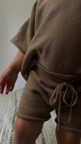 Ensemble T-shirt et Short Cycliste Mocha en Coton 