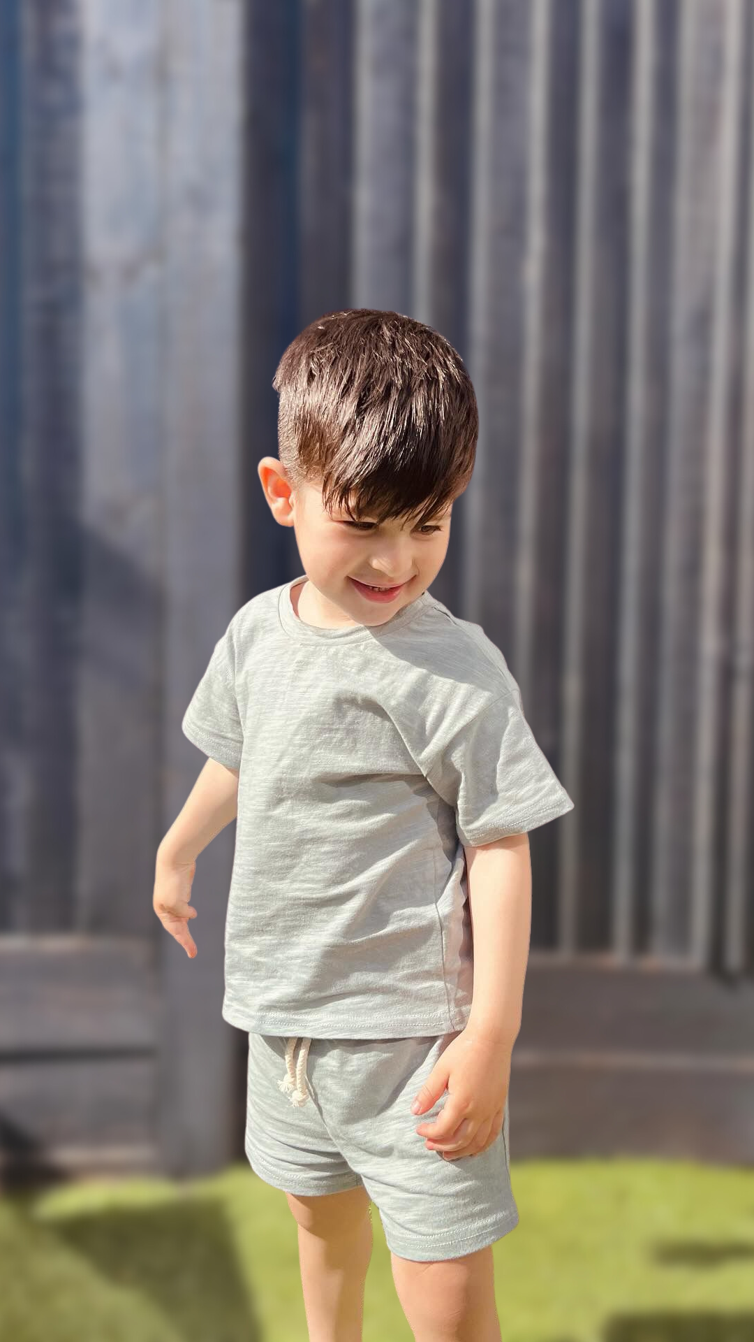 Ensemble  T-shirt et Short Bleu en Coton Biologique 