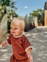 Ensemble T-shirt et Short Cycliste Mocha en Coton 