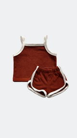 Ensemble T-shirt et Short Cycliste Mocha en Coton 