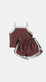 Ensemble T-shirt et Short Cycliste Mocha en Coton 