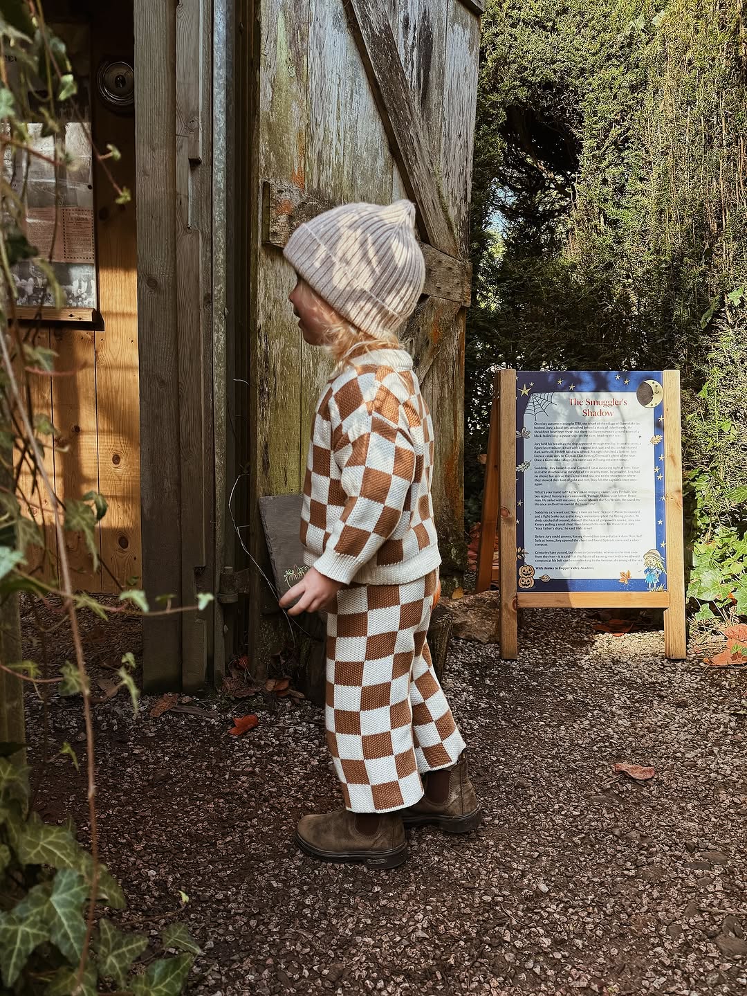 Ensemble deux pièces à carreaux en maille - Mocha