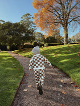 Ensemble deux pièces à carreaux en maille - Mocha